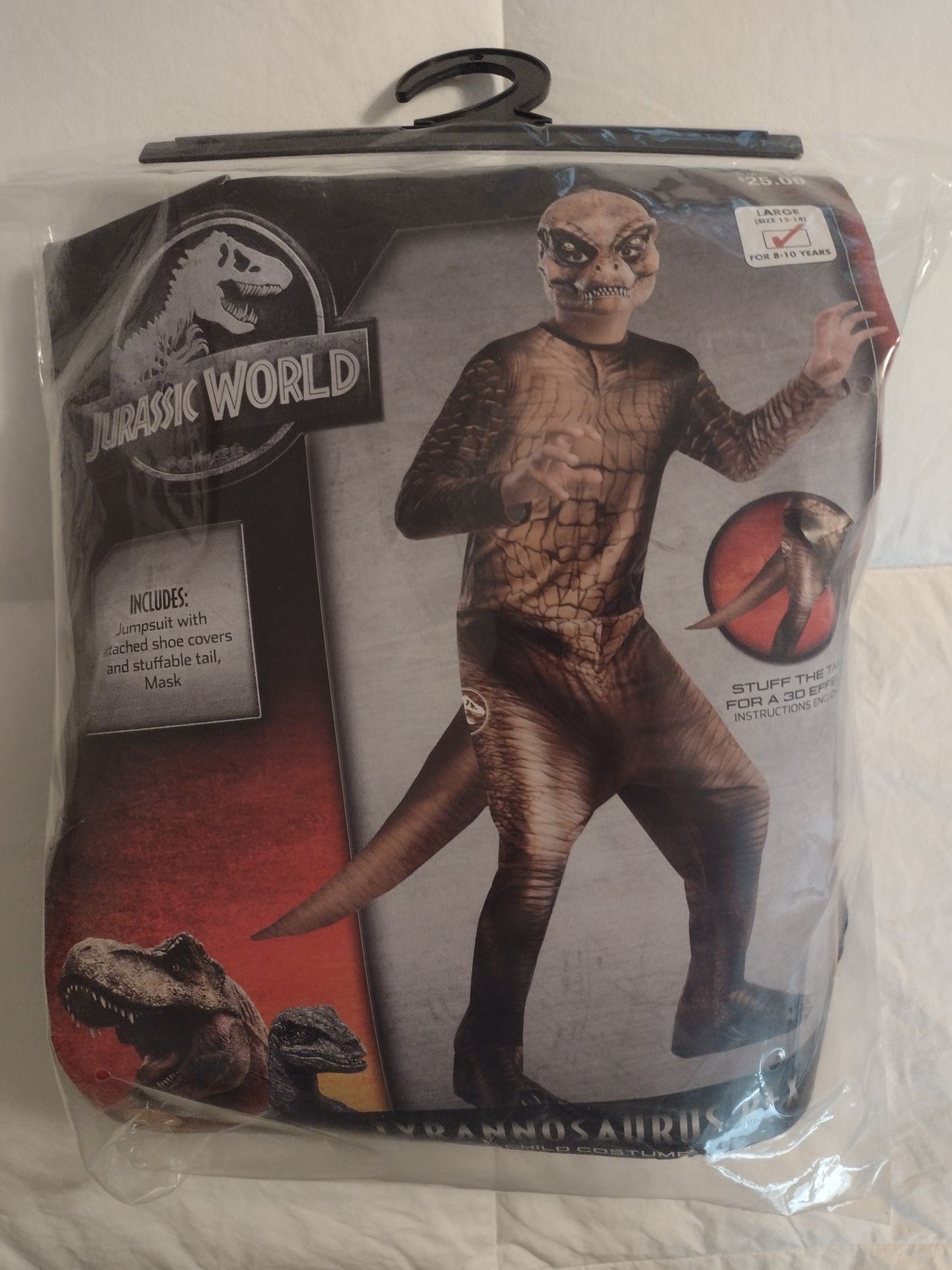 Tyrannosaurus Rex Costume From Jurassic World, Size 12 to 14 on package, for a child 8 to 10