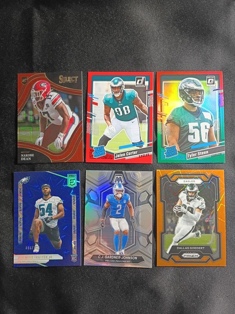 Philadelphia Eagles Football Cards Rookies, Numbered, & Parallel Inserts Set of 6 For $10