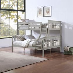 Twin Over Full Bunk Bed, Youth Kids Bunk Bed Twin Over Full Gray Color 