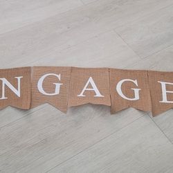 Engaged Burlap Banner