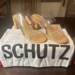 Schutz Clear Block Heel Sandals NEW
