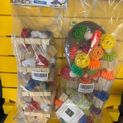 Set of 2 Parrot Toys & Cockatoo Toys, Wooden Bird Chew Toys for Medium/Large Parrots