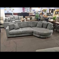 Dark gray Corduroy Convertible Sectional Sofa