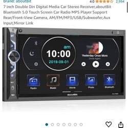 7 inch Double Din Digital Media Car Stereo Receiver, aboutBit Bluetooth 5.0 Touch Screen Car Radio MP5 Player Support Rear/Front-View Camera, AM/FM/MP
