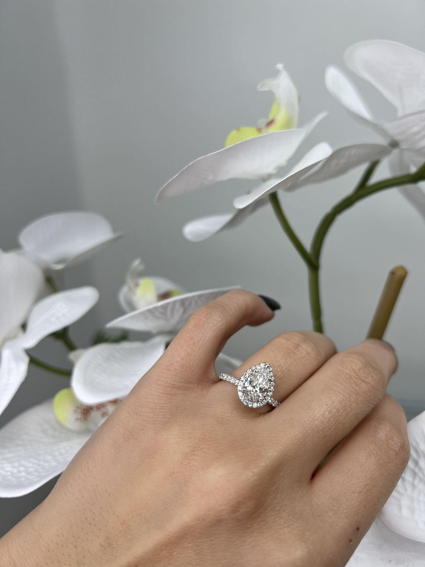 Pear Shape Cut Lab Grown Diamond Solitaire Engagement Ring