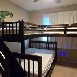 Evin Twin Over Full 3 Drawer Bunk Bed with Shelves by Harriet Bee W010014441 Color: Espresso