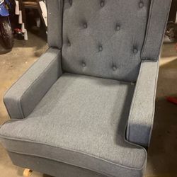 🔥on sale🔥Dolonm Nursery Rocking Chair Upholstered Mid Century Modern Rocker Oversized Wingback Armchair for Living Room with Solid Wood Base  