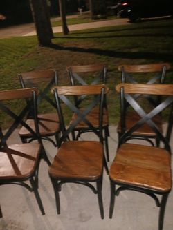 6 REG SZ DINNING ROOM CHAIR METAL AN WOOD 20 EACH CHAIR LOOK MY POST TONS ITEM