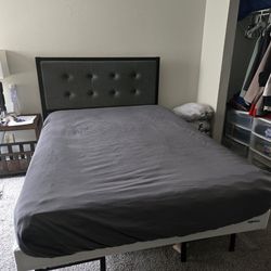 Bed Combo- Full Sized Mattress,  Box Spring, Metal Headboard And Frame
