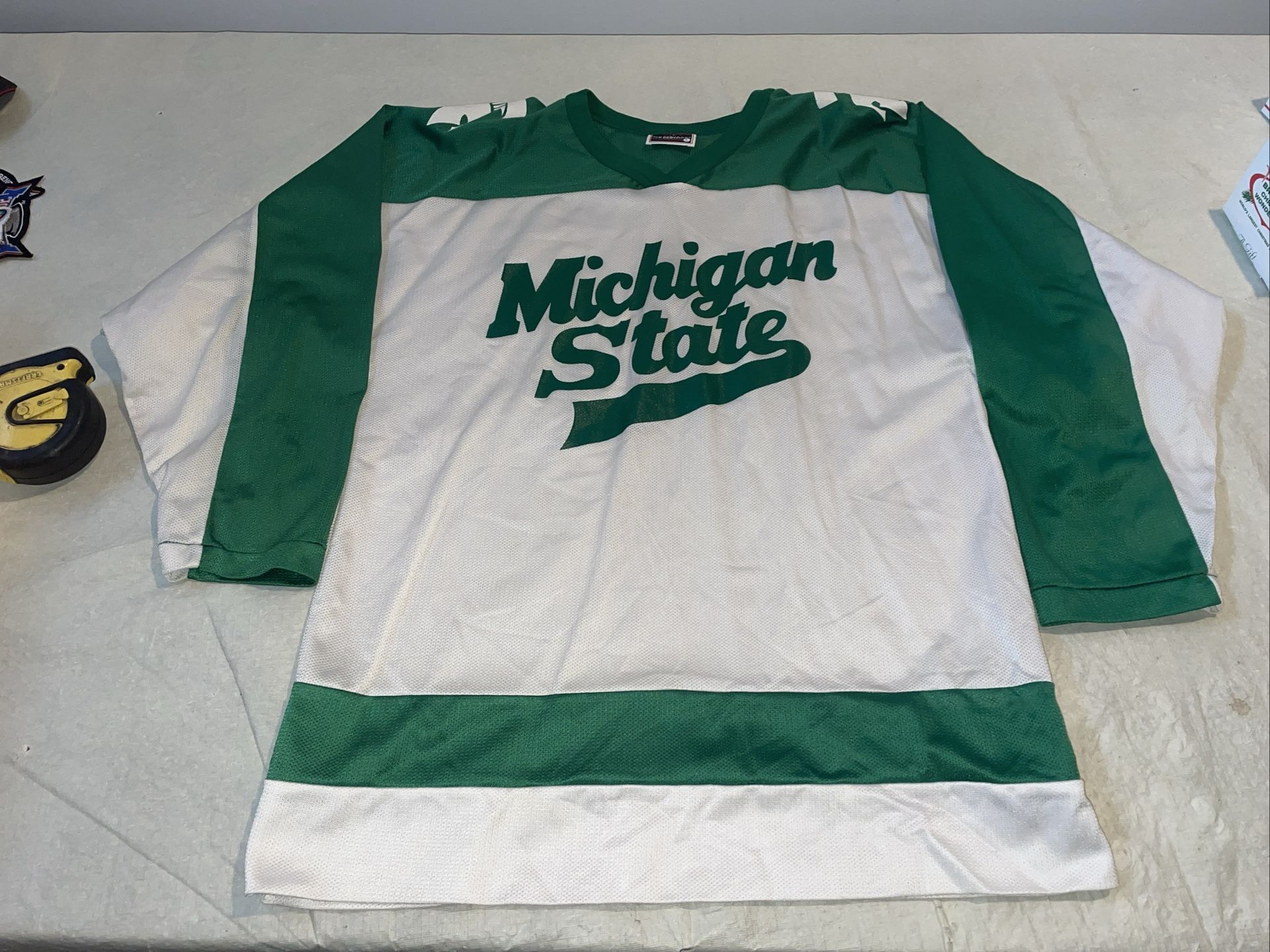 Michigan State Spartans Van Dervoort Hockey Jersey Mens Large White Ccha 80s