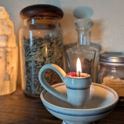 Handmade Stoneware Chamberstick Candle Holder – Studio Pottery