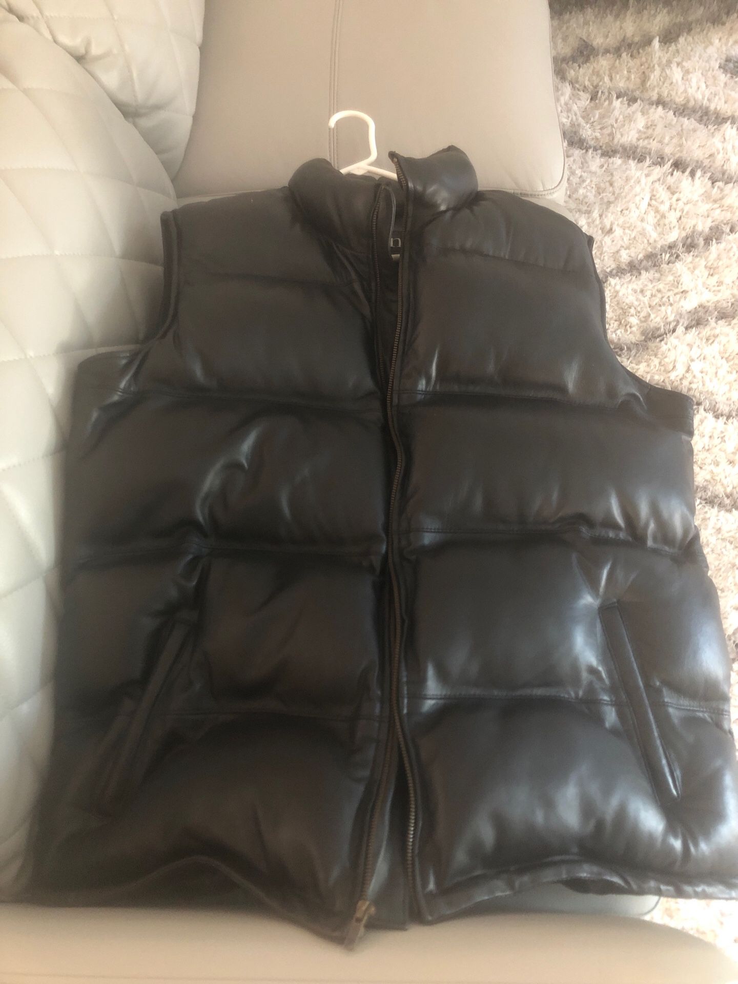 Nino Black Leather Vest XL men’s