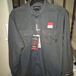 ARIAT FRC GLEN GUARD FEATHER LIGHT WEIGHT GREY BUTTON UP SHIRT