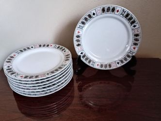 Set Of 8 Poker Cards Royal Flush Ceramic Snack Plates