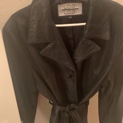 Women 2XL Black Leather Coat