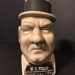 Vintage Empty W.H. Fields Whiskey Top Hat Wearing Man Bottle w/ Cap