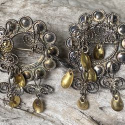 Pair Of Vintage Sterling Brooches 