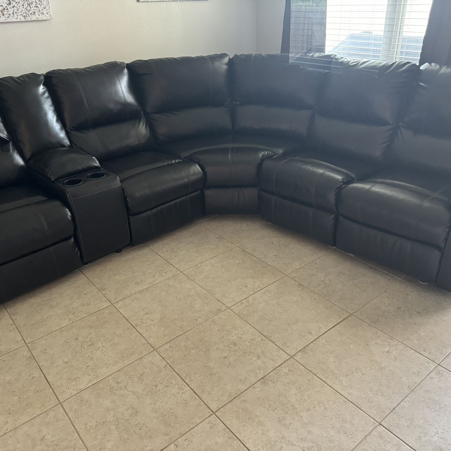 Brown Leather Recliner Sectional 