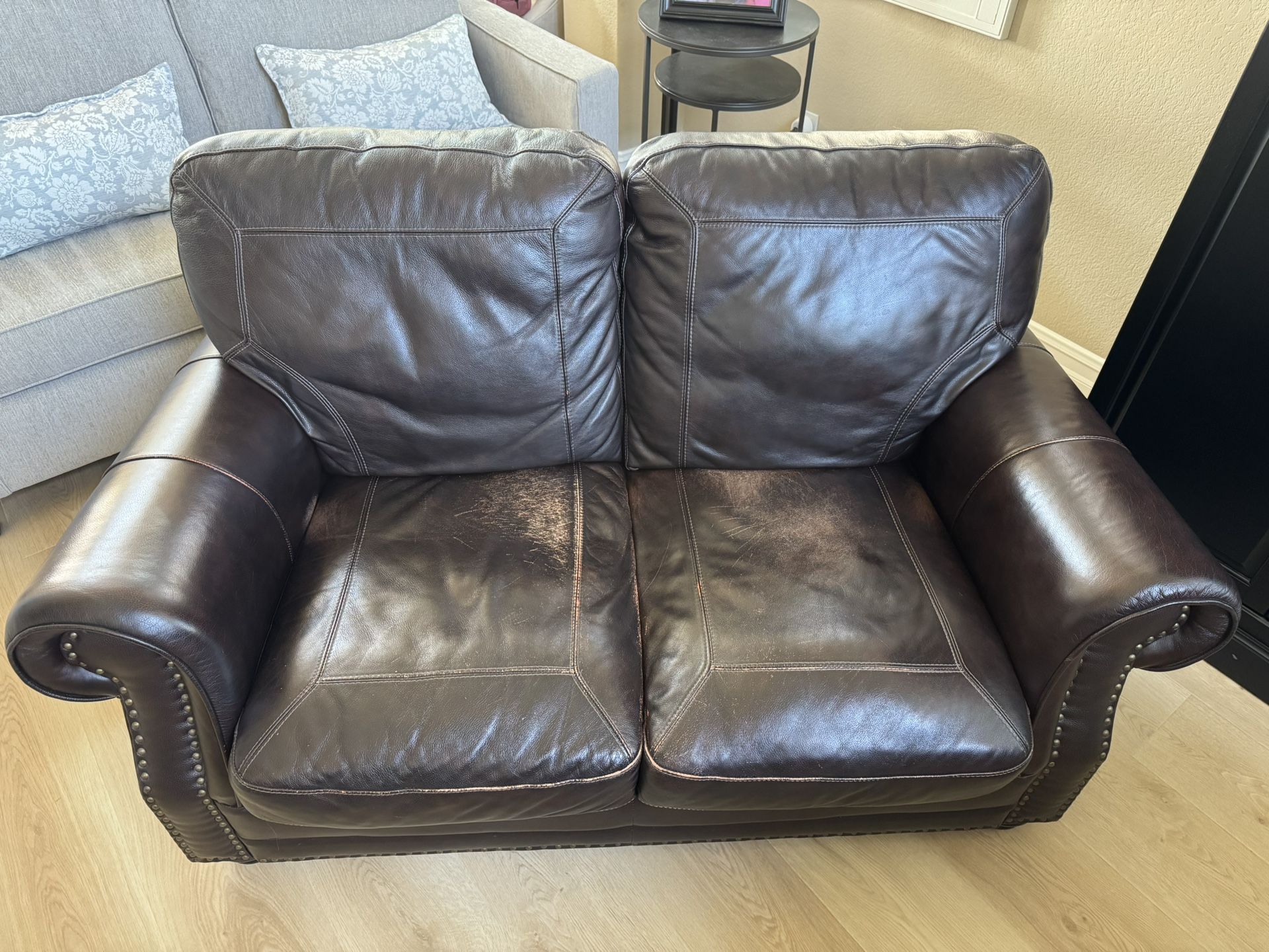 FREE 2-Piece Top Grain Leather Sofa  + Loveseat