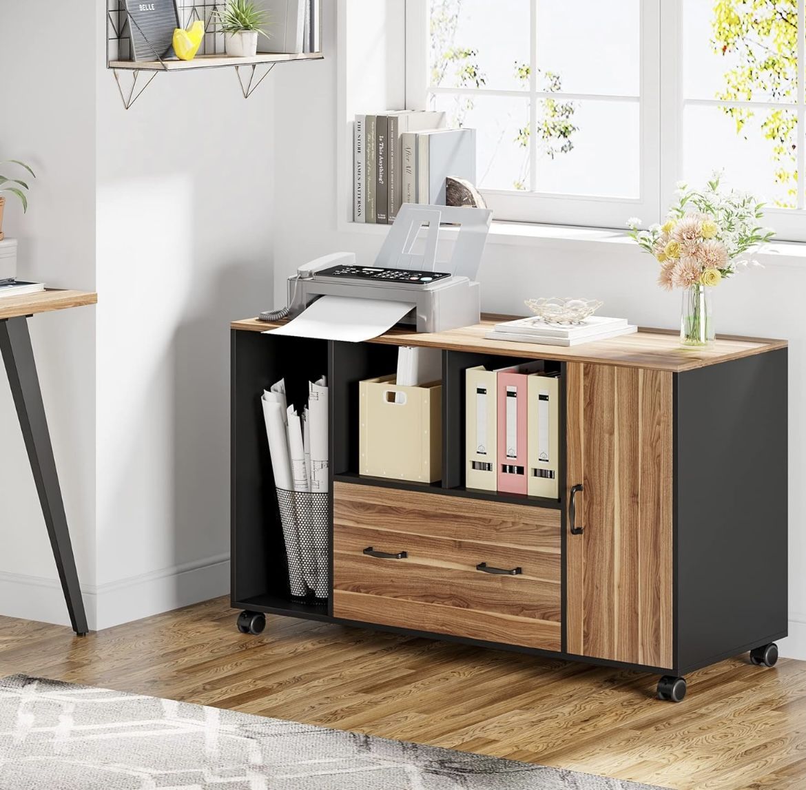 Tribesigns Wood Walnut Filing Cabinet