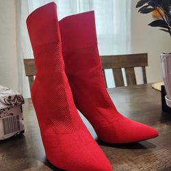 Solid Color Point Toe Heel Boots