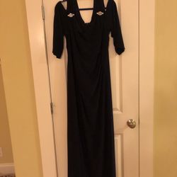 Beautiful and So Comfortable! Navy Blue Full Length Dress! Size 18