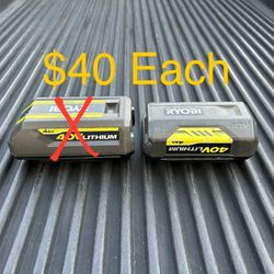 RYOBI 40V Lithium-Ion 4.0 Ah Battery **1 Available**