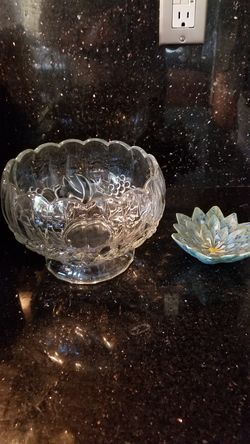 glass bowl and a painted little dish