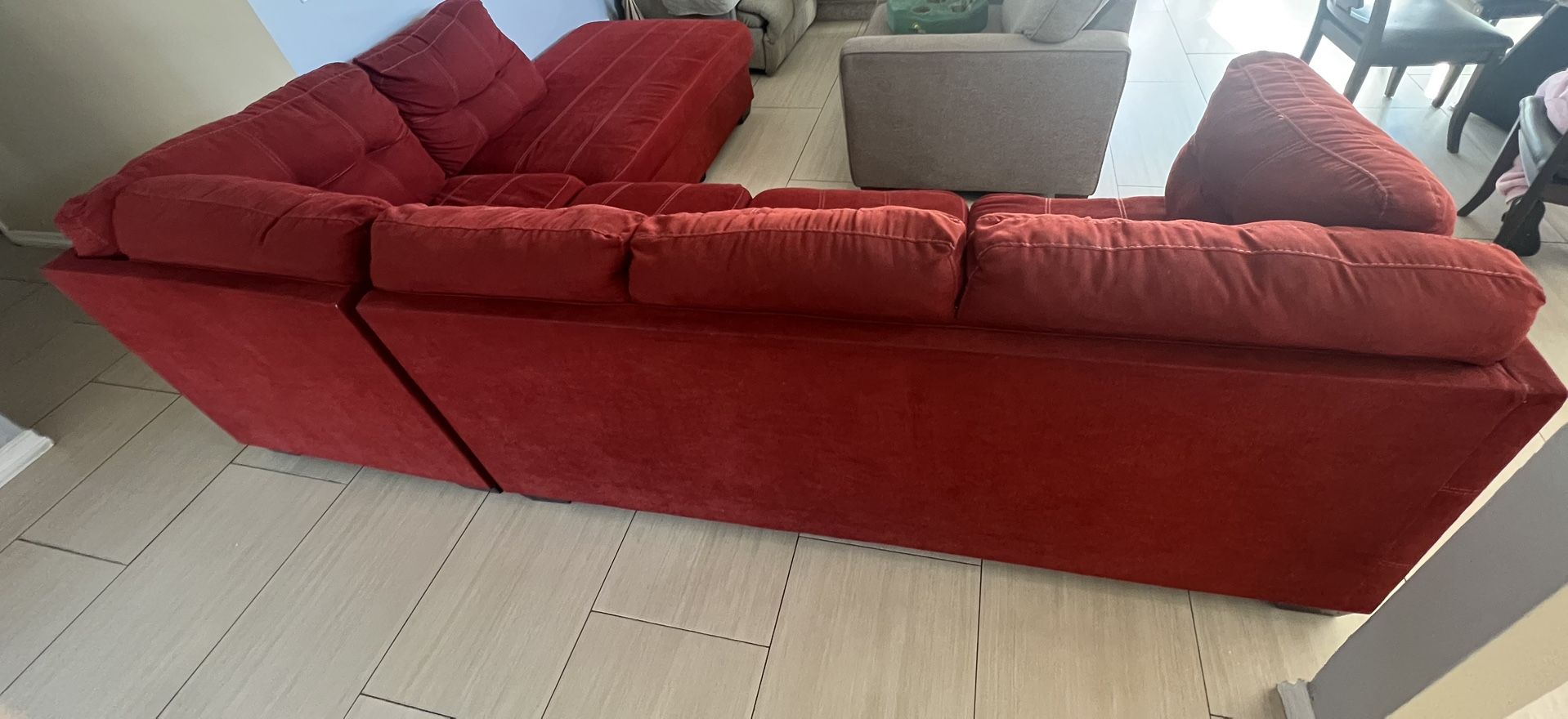 L Shaped Red Shaped Couch