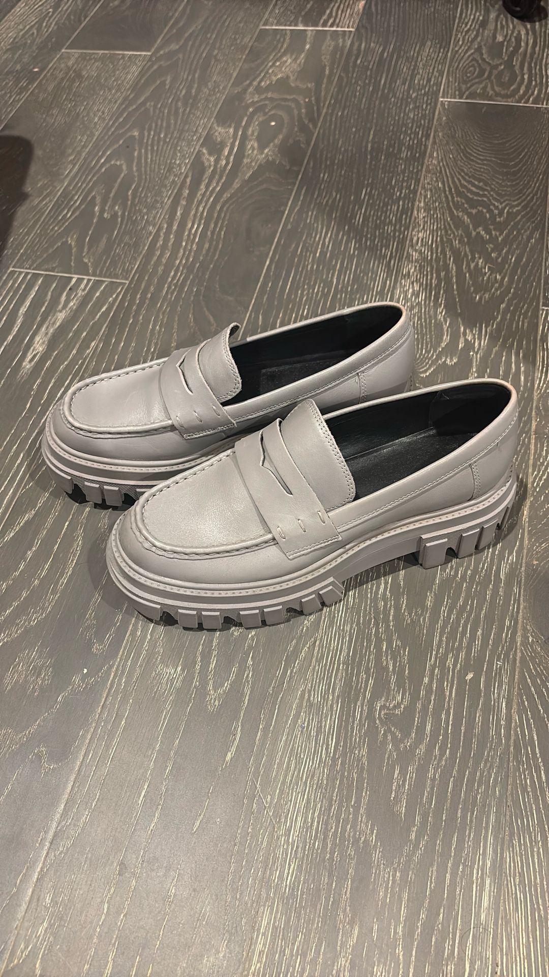 Marc Fisher Gray Leather Loafers