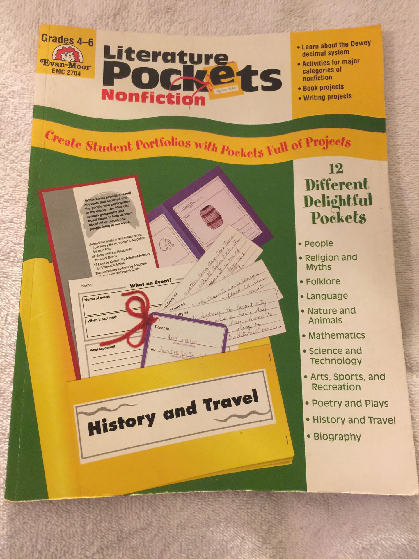 Literature Pockets Grades 4-6 History and Travel Subjects Book New