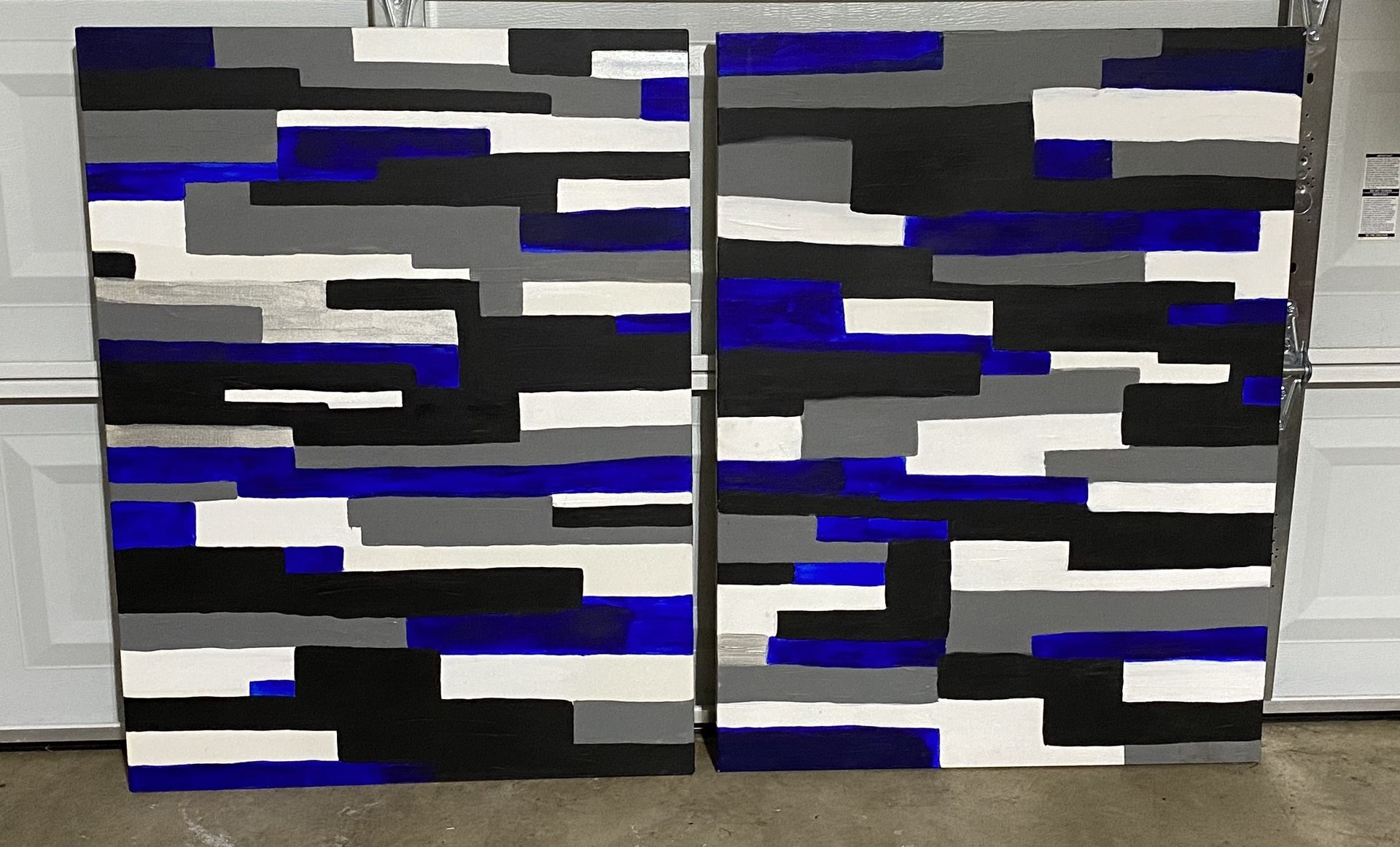 Black, Blue, Silver, Grey, White 30x40 Canvas Paintings