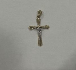 14k White And Yellow Gold Cross Pendant