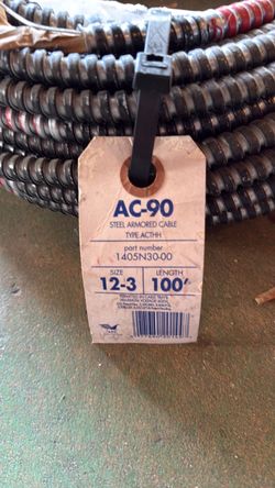 BX  Steel Armored Cable 12-3, Solid wire,100 ft