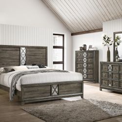 4 PC SET  1 QB+ 1 DR + 1 MR + 1 NS +  NEW IN BOX (MATTRESS AND CHEST SOLD SEPARATELY)