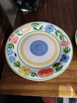 Vintage hand painted watercolor floral collectors plate