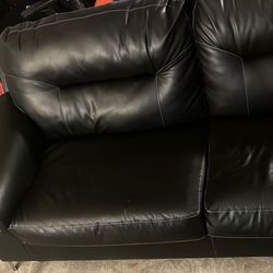Large Black Leather Sofa