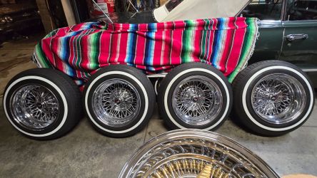 Tru spokes wire wheels 15x10 Tru Spoke wire rims whitewall tires $ trade Daytons wire Zenith wire Tru Classics Tru Ray wire Starwire 50 spoke Cragar S
