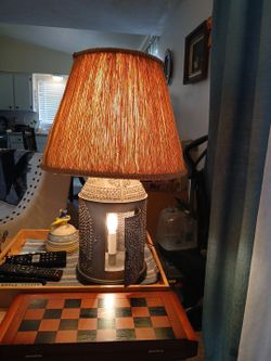 Punched Tin Table Lamp with Shade
