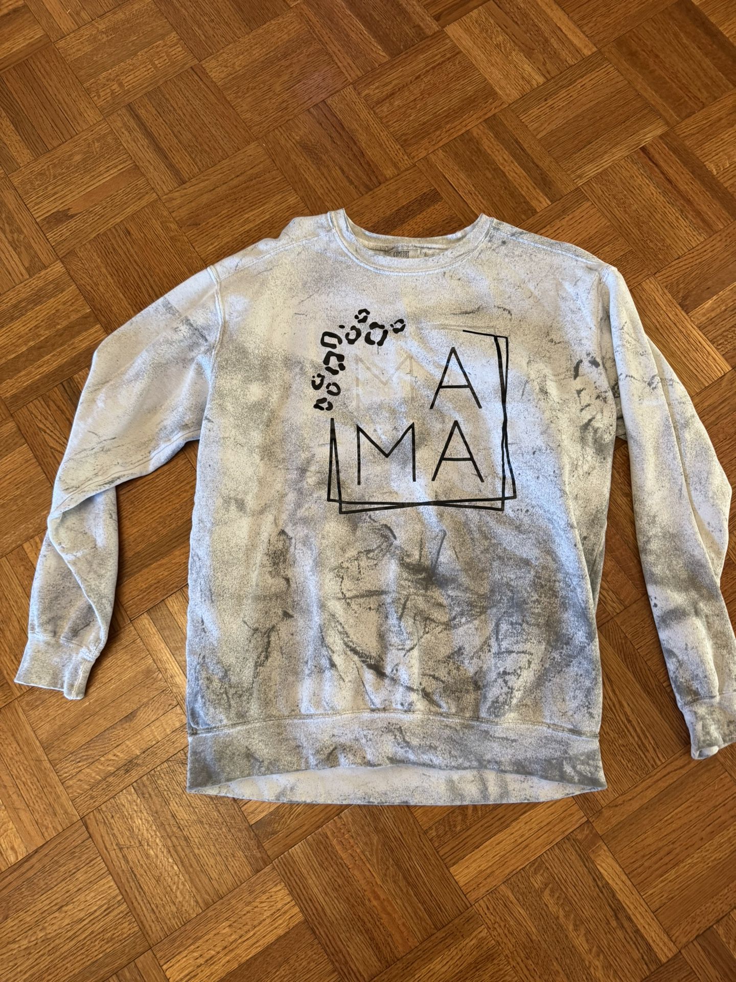Womens Small Mama Grey White Leopard Sweatshirt