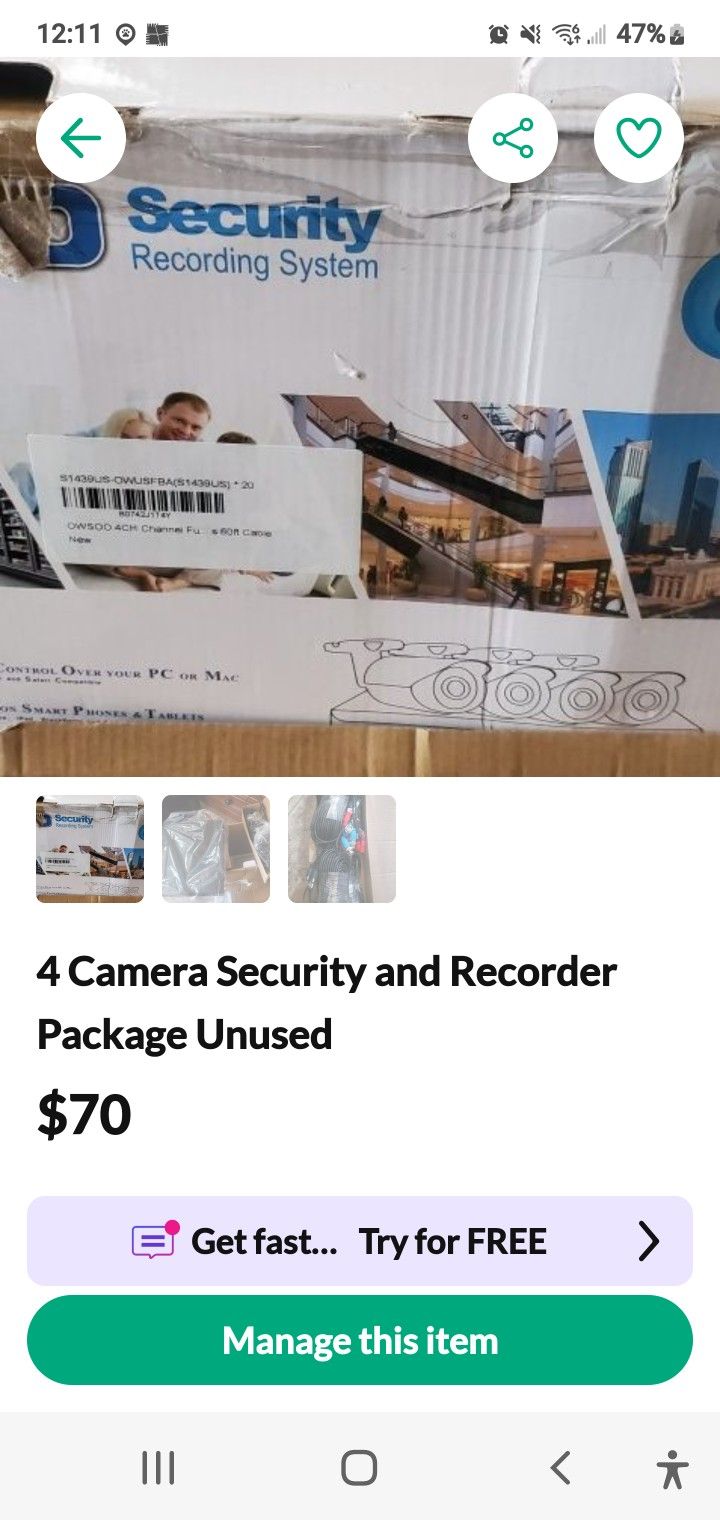 Never Used Security Camera Kit 4 Cameras