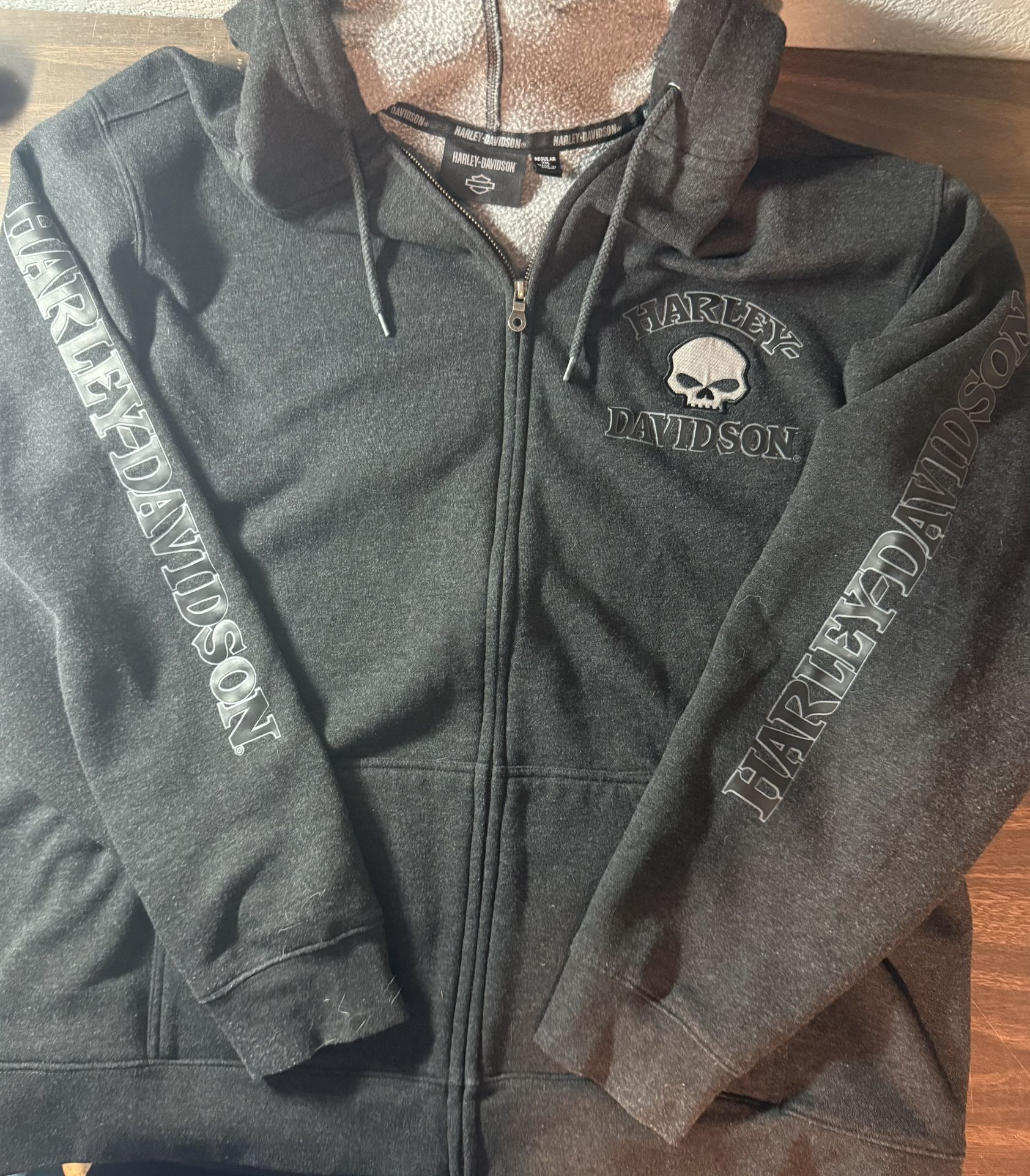 Harley Davidson Hooded Willie G Skull Sweatshirt Jacket Charcoal 3XL