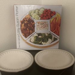 2 Big Plates And One 6 Section Platter 