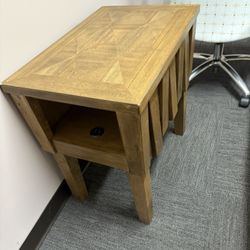 Solid Wood Side Tables (Set Of 2) with Built-in Outlet