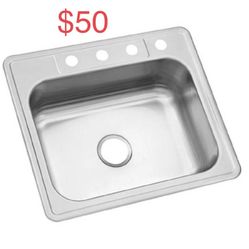 NEW Stainless Steel Kitchen Sink Basin 25”x22” Top Mount