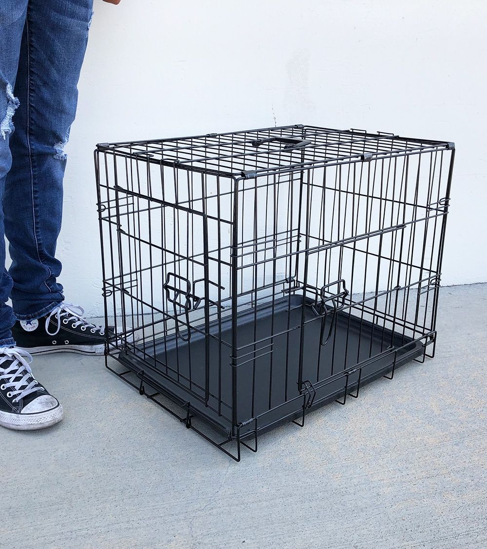 $25 (New) Folding 24” dog cage 2-door folding pet crate kennel w/ tray 24”x17”x19”