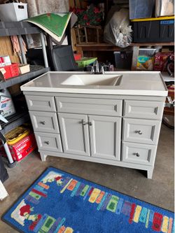 49” Gray Bathroom Vanity with Sink & Faucet – Excellent Condition