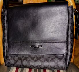 COACH Men's Black Houston Map Messenger Bag