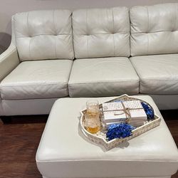 White Ivory Leather Couch