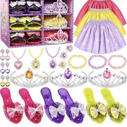 Princess Dress Up Toys & Jewelry Boutique - Complete Set with Costumes, Skirts, Shoes, Crowns, Accessories - Ideal Girls Role Play Gift for 3 4 5 6 Ye